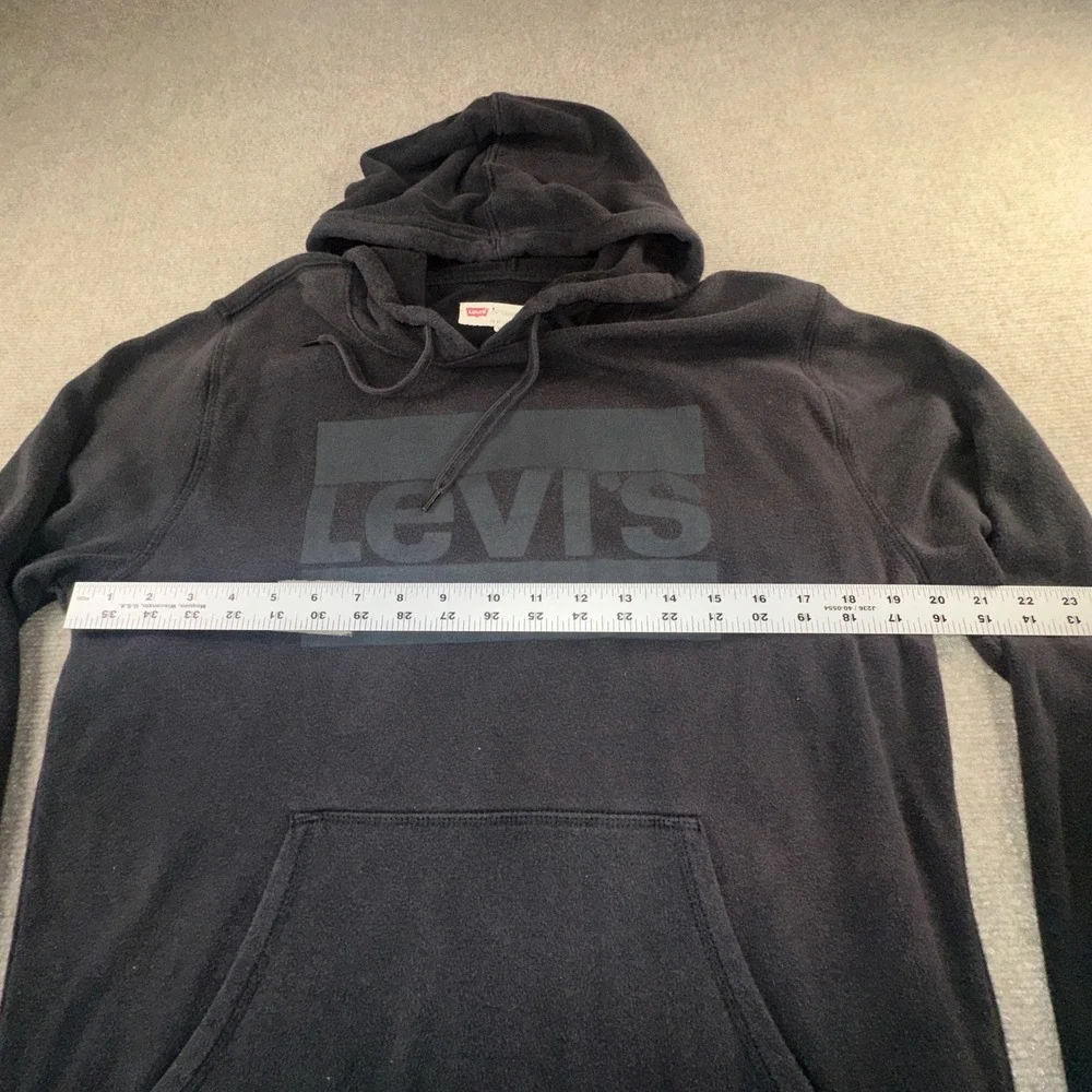 Levis Mens Graphic Hoodie Black Tonal Box Logo Fleece Sweatshirt Medium KEH-3LGL